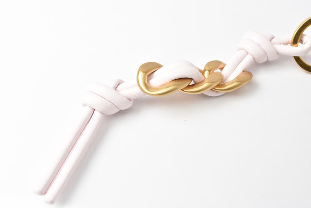 Bottega Veneta Nappa Keyring/Keyholder Baby Pink/Gold 666884