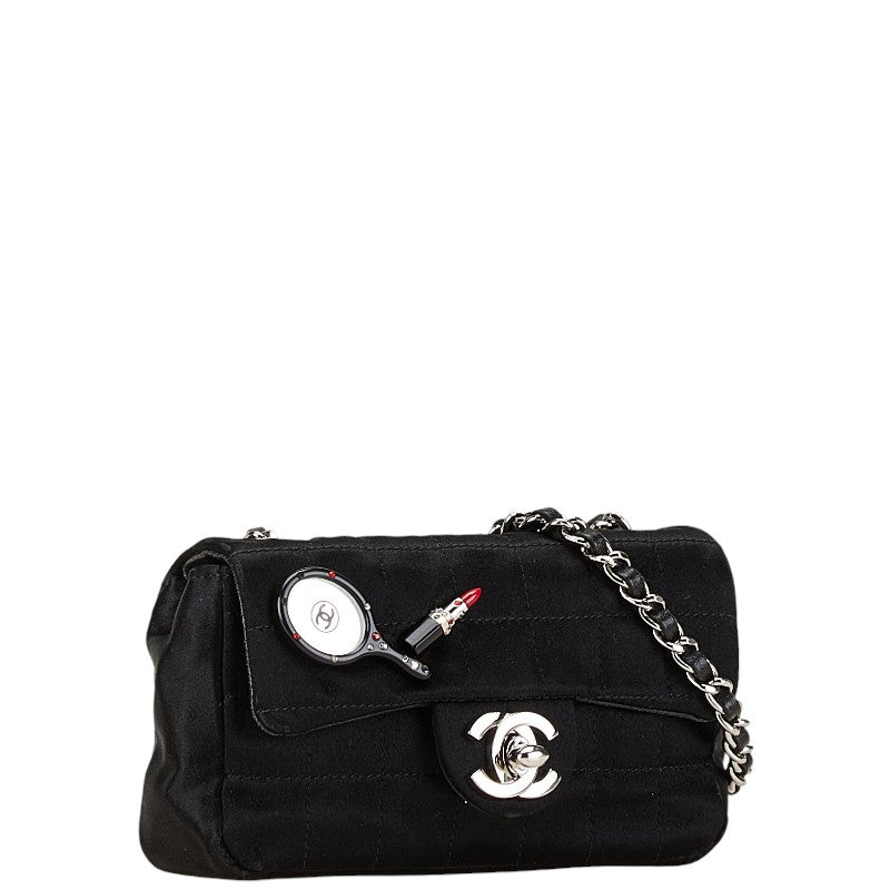 Chanel Satin Leather Chocobar Coco Mark Mirror Lip Mini Chain Shoulder Bag