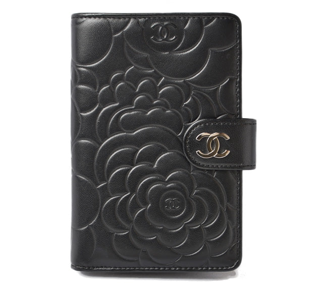 Chanel Leather Folding Wallet A50087 Black/Silver