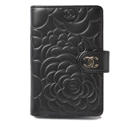 Chanel Leather Folding Wallet A50087 Black/Silver