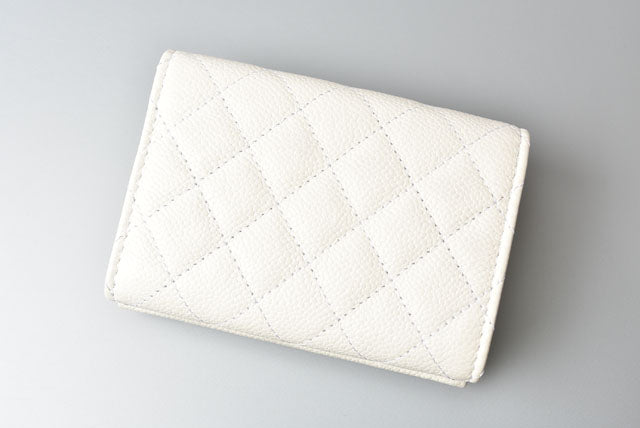 Chanel Caviar Skin Boy Chanel Mini Wallet Off White Gold