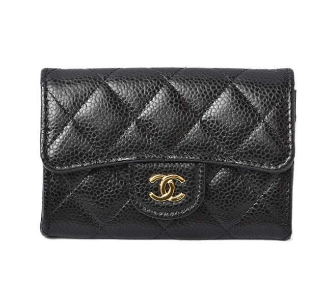 Chanel Caviar Skin Coin/Card Case Black/Bordeaux