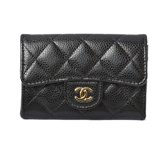 Chanel Caviar Skin Coin/Card Case Black/Bordeaux