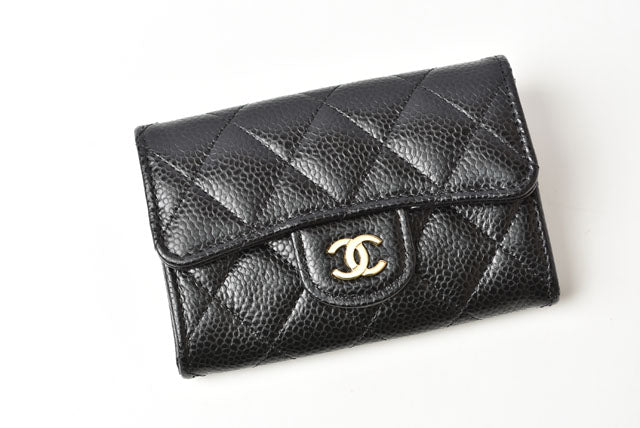 Chanel Caviar Skin Coin/Card Case Black/Bordeaux