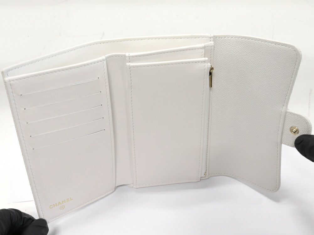 Chanel Caviar Skin Bifold Wallet Matelasse Medium Classic Flap AP0232