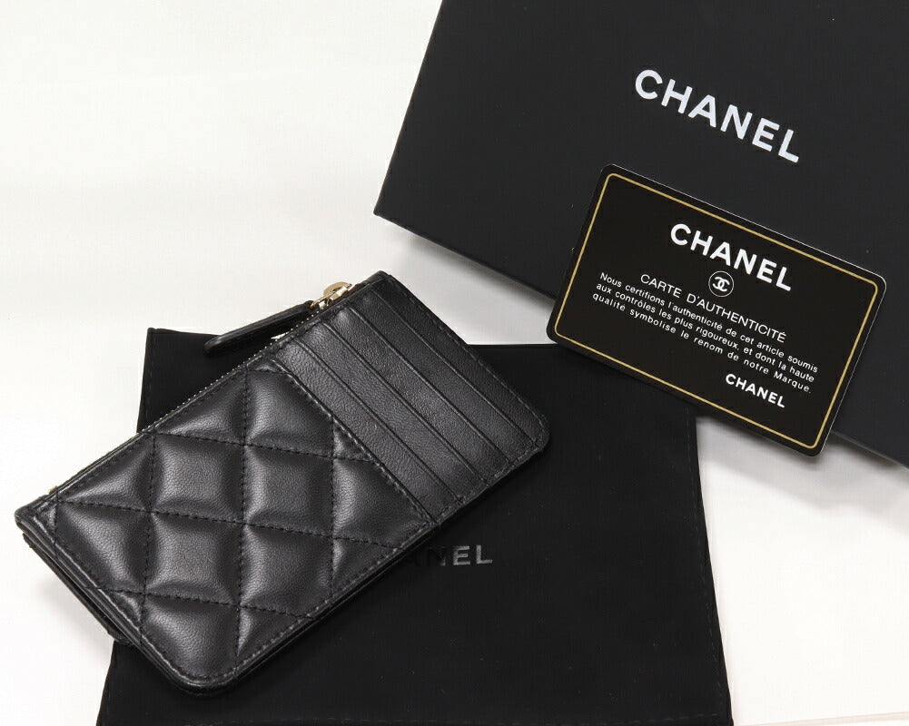 Chanel Lambskin Coin Card Case Black AP2570