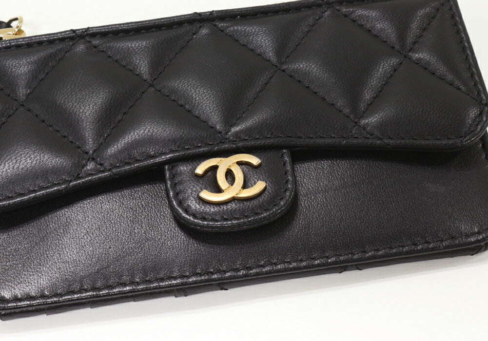 Chanel Lambskin Coin Card Case Black AP2570