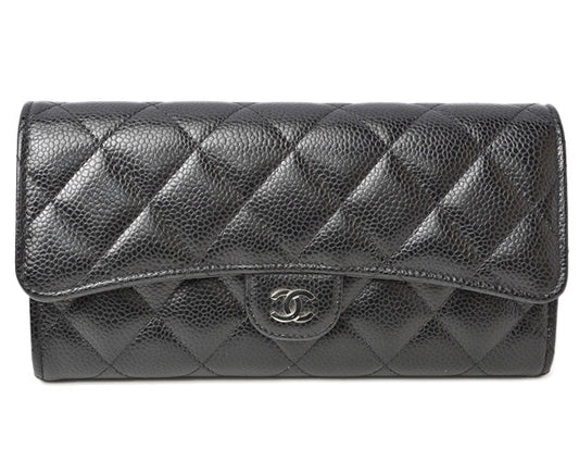 Chanel Caviar Skin Long Wallet Timeless Classic AP0241