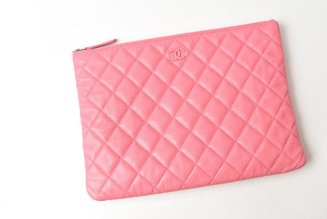 Chanel Caviar Skin Clutch Bag/Flat Pouch Rose Pink