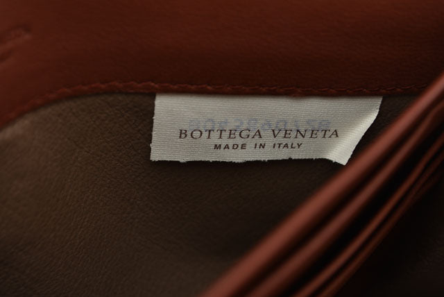 Bottega Veneta Leather Python Long Wallet Intrecciato Brown Beige