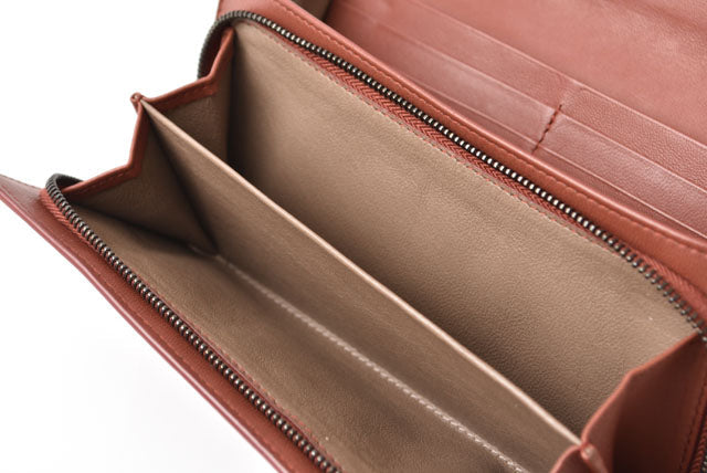 Bottega Veneta Leather Python Long Wallet Intrecciato Brown Beige