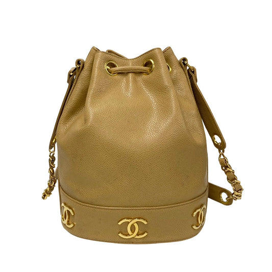 Chanel Triple CC Caviar Bucket Shoulder Bag  Leather Crossbody Bag