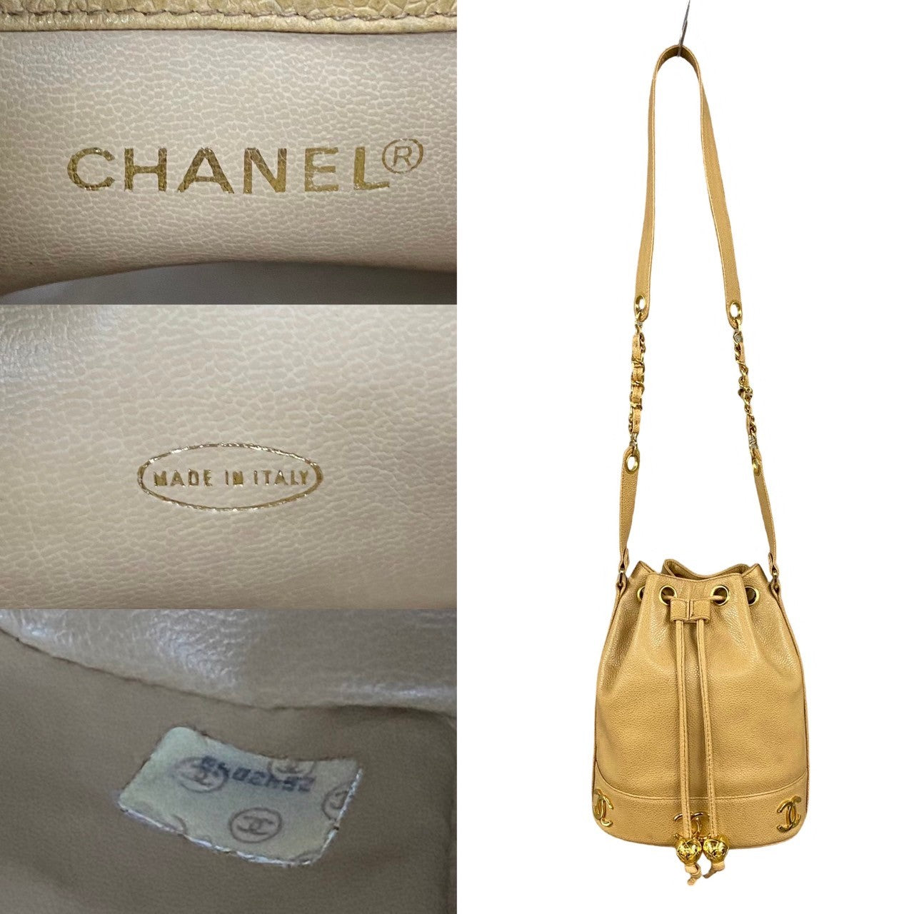 Chanel Triple CC Caviar Bucket Shoulder Bag  Leather Crossbody Bag