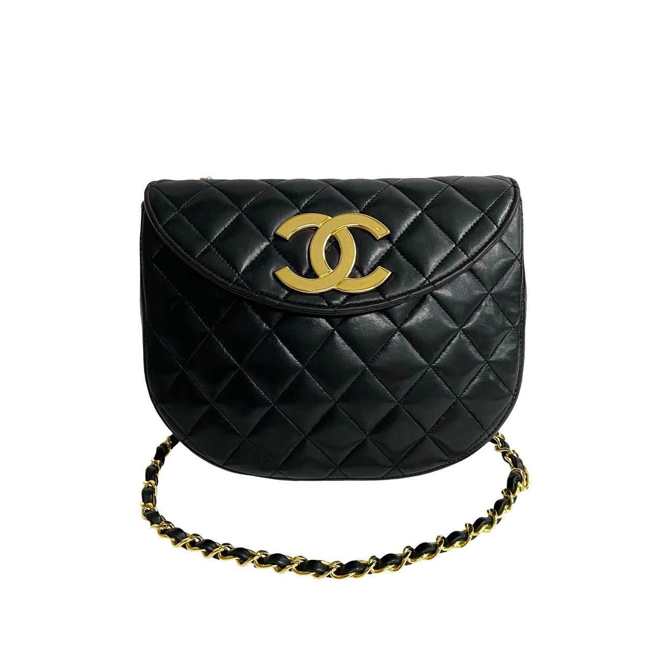Chanel CC Matelasse Half Moon Crossbody Bag  Leather Crossbody Bag
