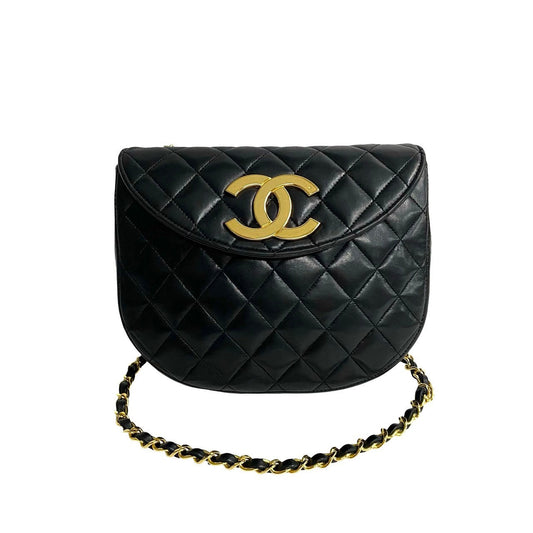 Chanel CC Matelasse Half Moon Crossbody Bag  Leather Crossbody Bag