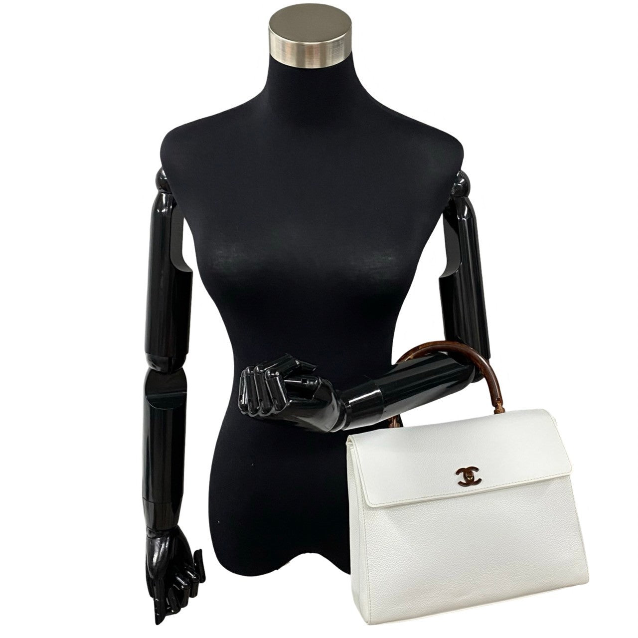 Chanel CC Caviar Top Handle Bag Leather Handbag