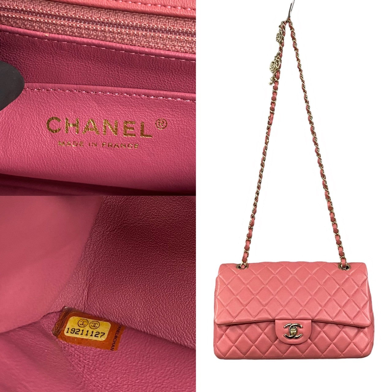 Chanel Medium Classic Single Flap Charm Bag  Leather Crossbody Bag