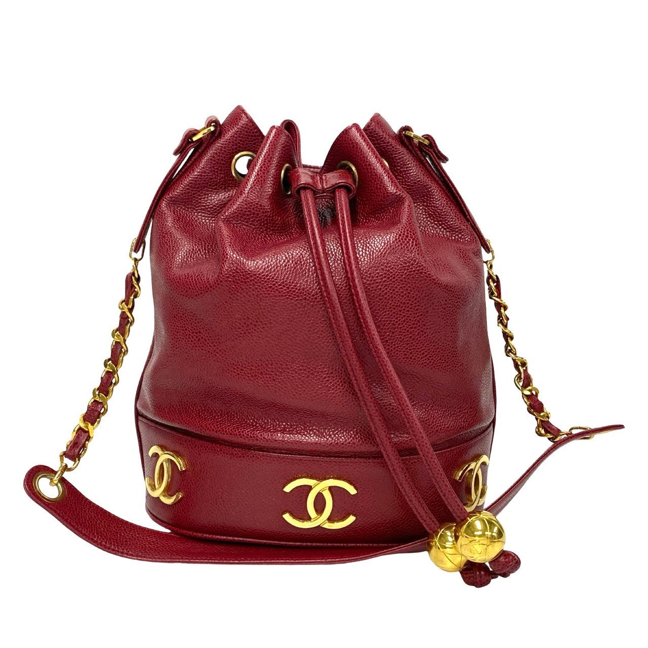 Chanel Triple CC Caviar Bucket Bag Leather Crossbody Bag in New Condition