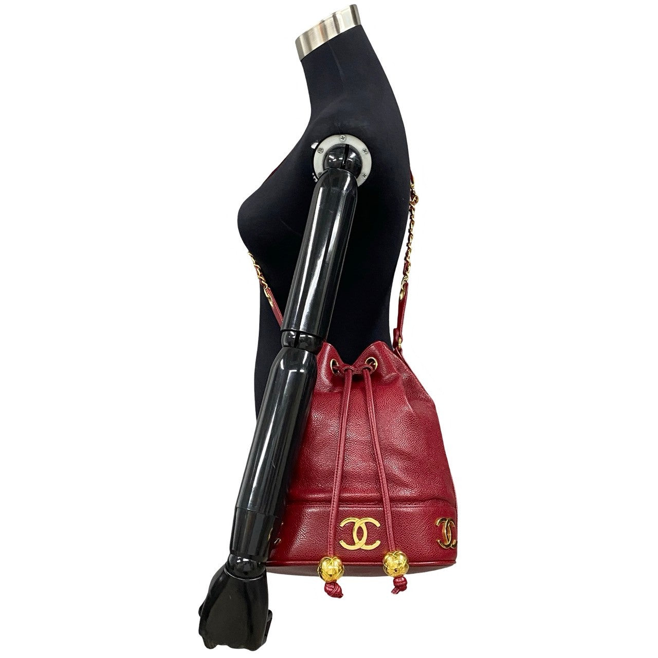 Chanel Triple CC Caviar Bucket Bag Leather Crossbody Bag in New Condition