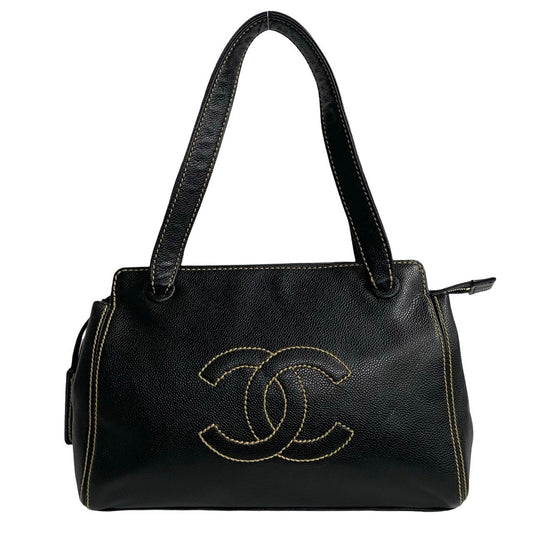 Chanel CC Caviar Zip Shoulder Bag Leather Shoulder Bag