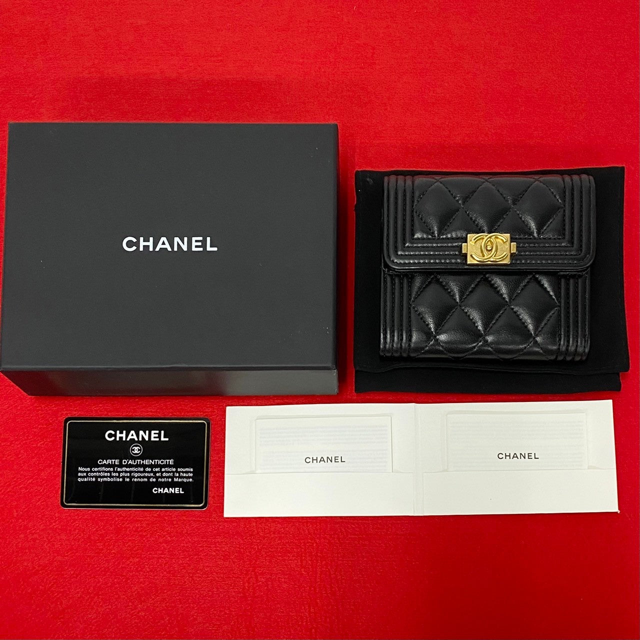 Chanel Boy Lambskin Bifold Wallet Black