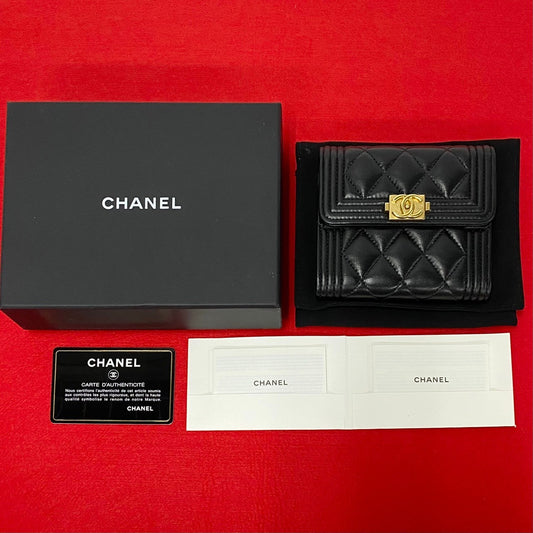 Chanel Boy Lambskin Bifold Wallet Black