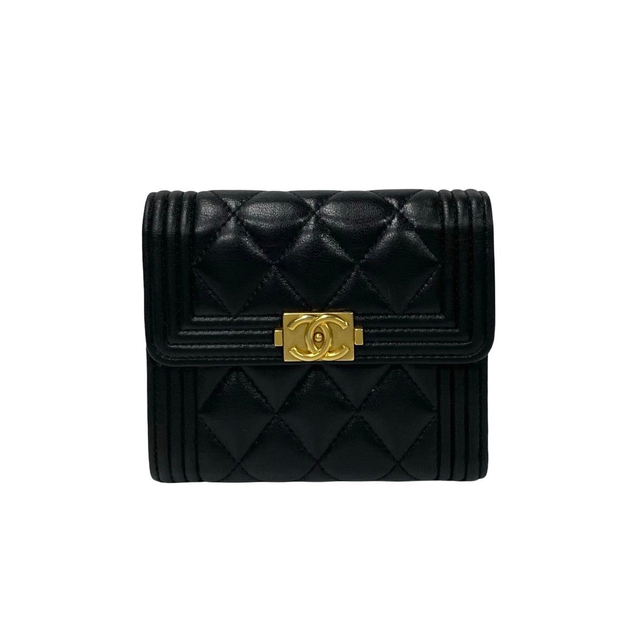 Chanel Boy Lambskin Bifold Wallet Black