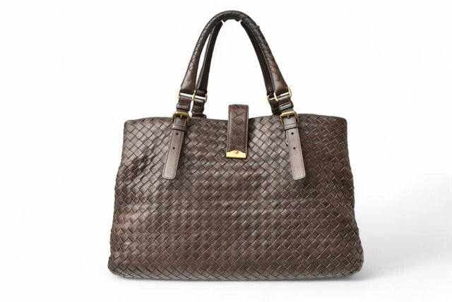 Bottega Veneta Leather Tote Bag Dark Brown