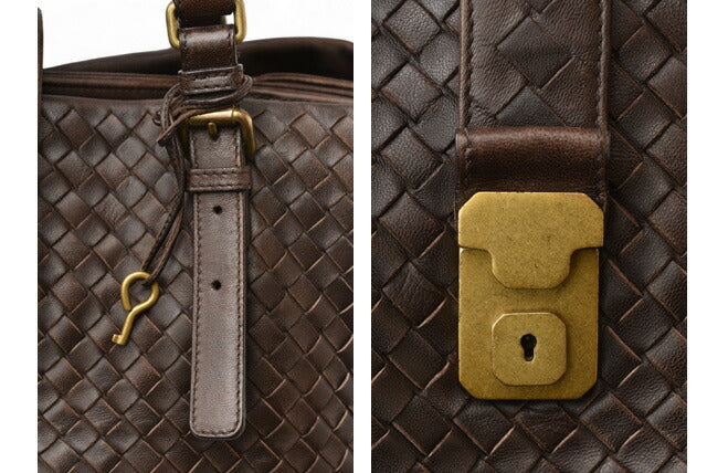 Bottega Veneta Leather Tote Bag Dark Brown