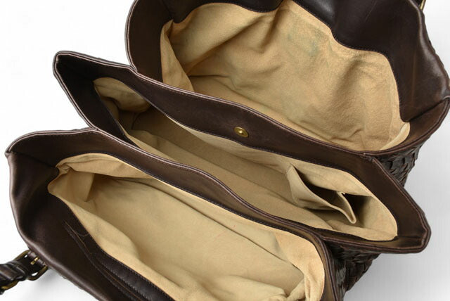 Bottega Veneta Leather Tote Bag Dark Brown