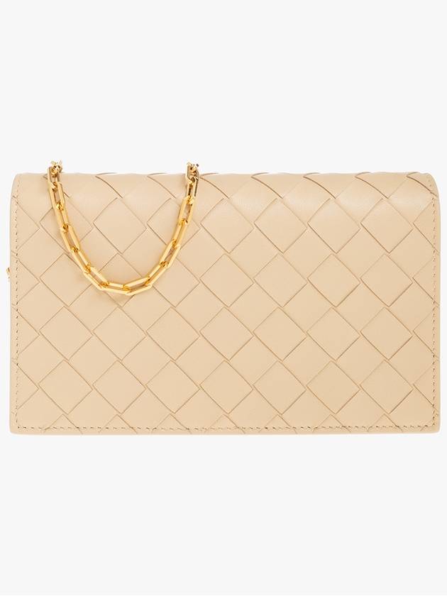Bottega Veneta Intrecciato Chain Leather Mini Cross Bag Beige