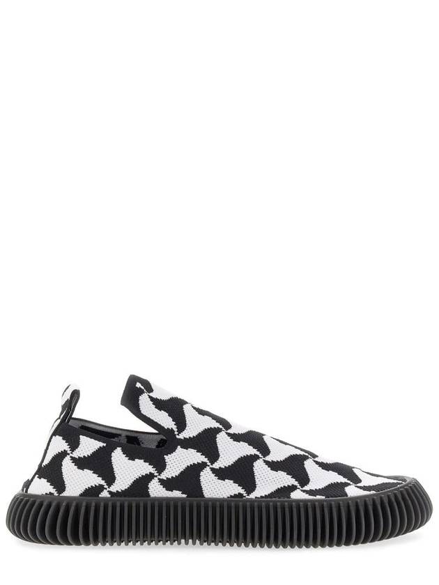 Bottega Veneta Ripple Triangle Pattern Slip-Ons Black White