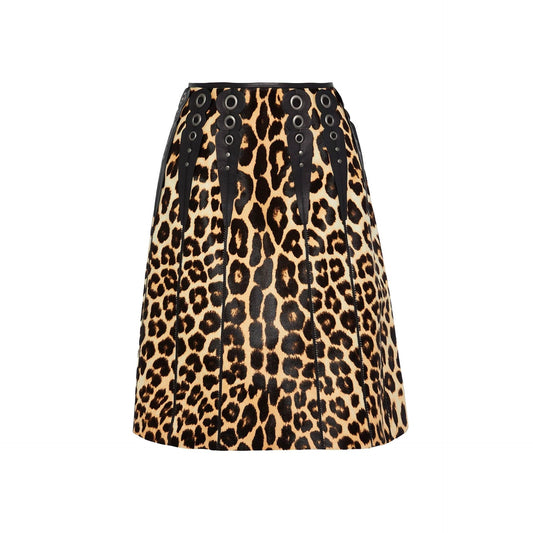Bottega Veneta Leopard Print Calf Hair Skirt Women