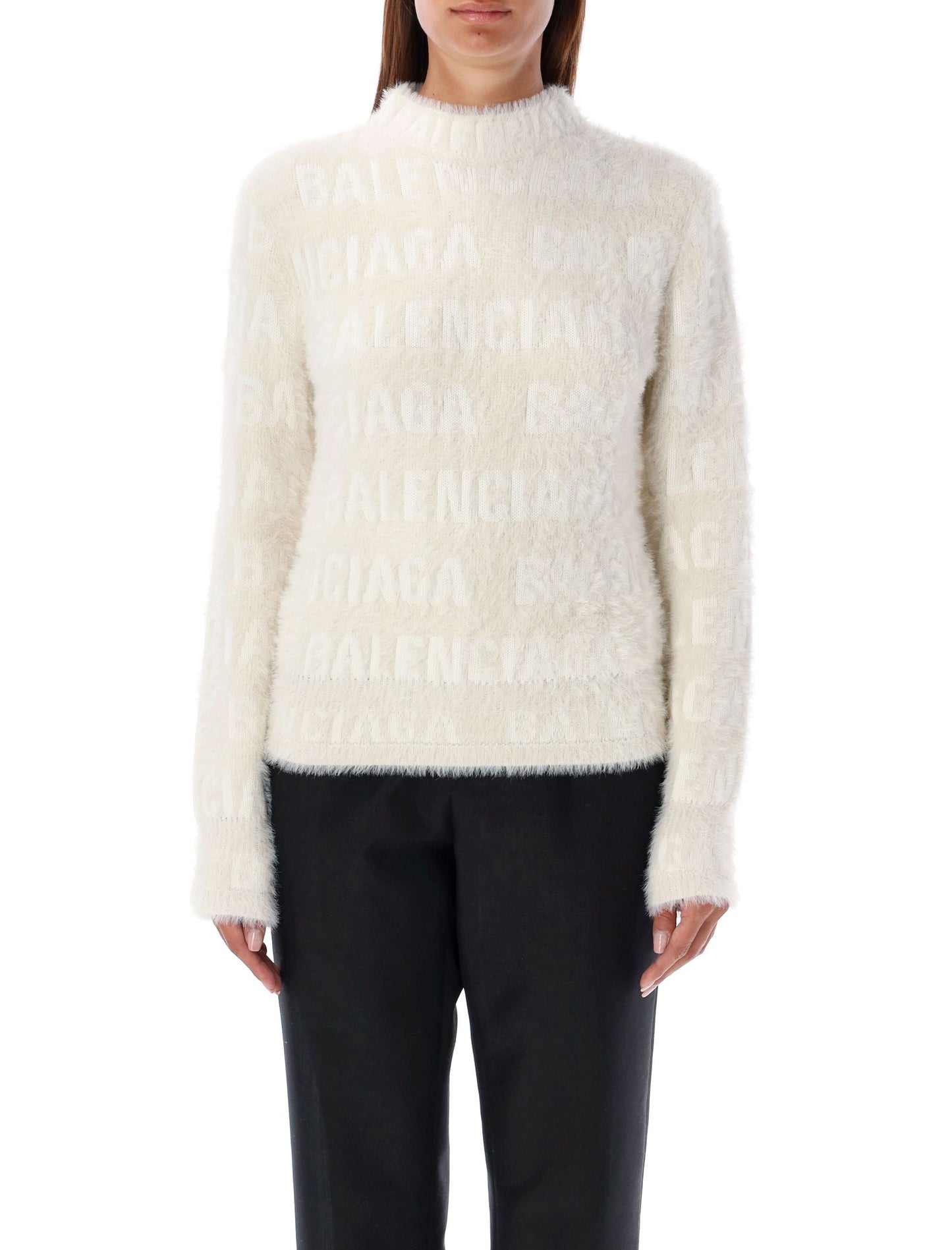 BALENCIAGA Furry Fitted Wool Blend Sweater