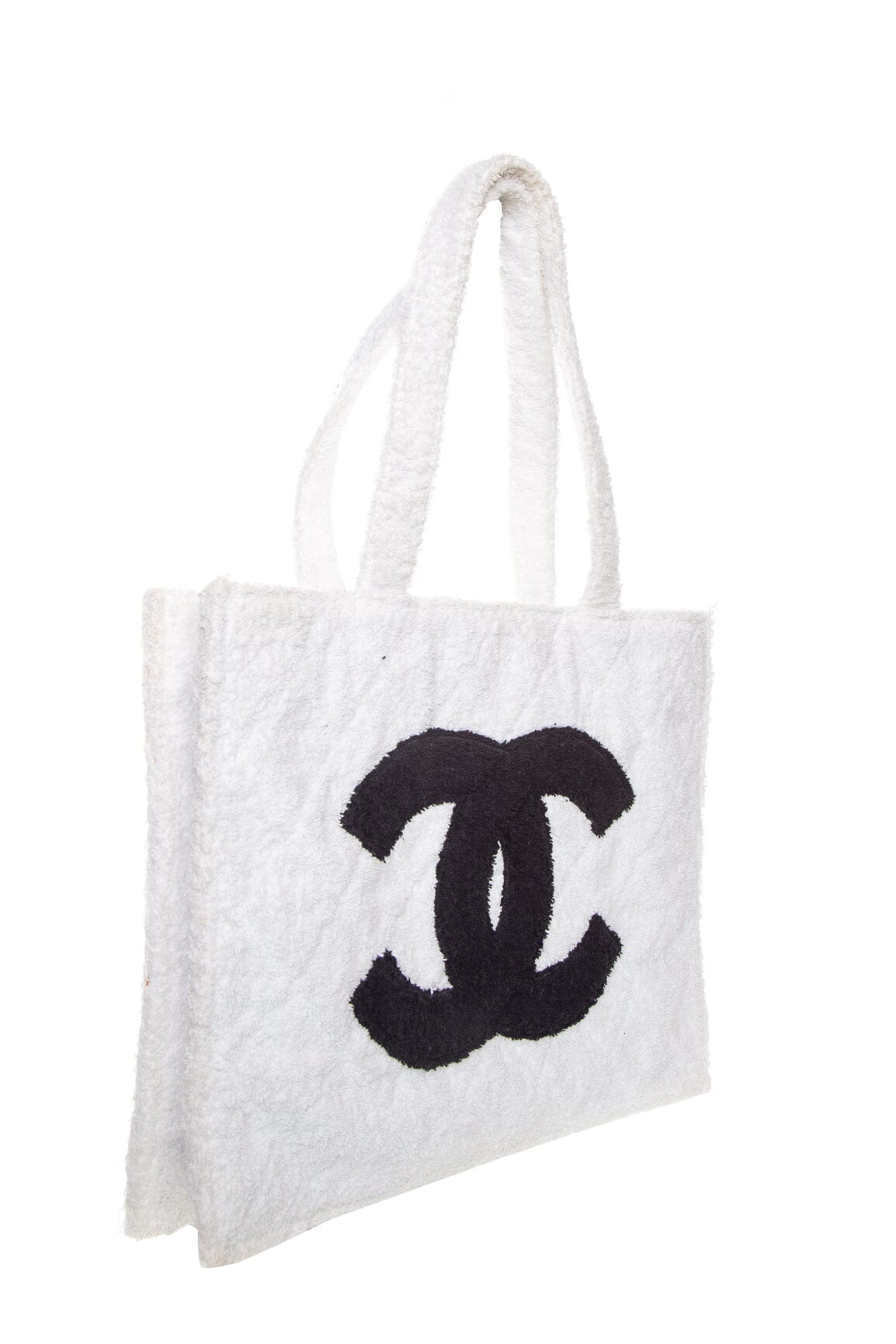 Chanel Vintage 1989/91 Black/White CC Terry Cloth Tote