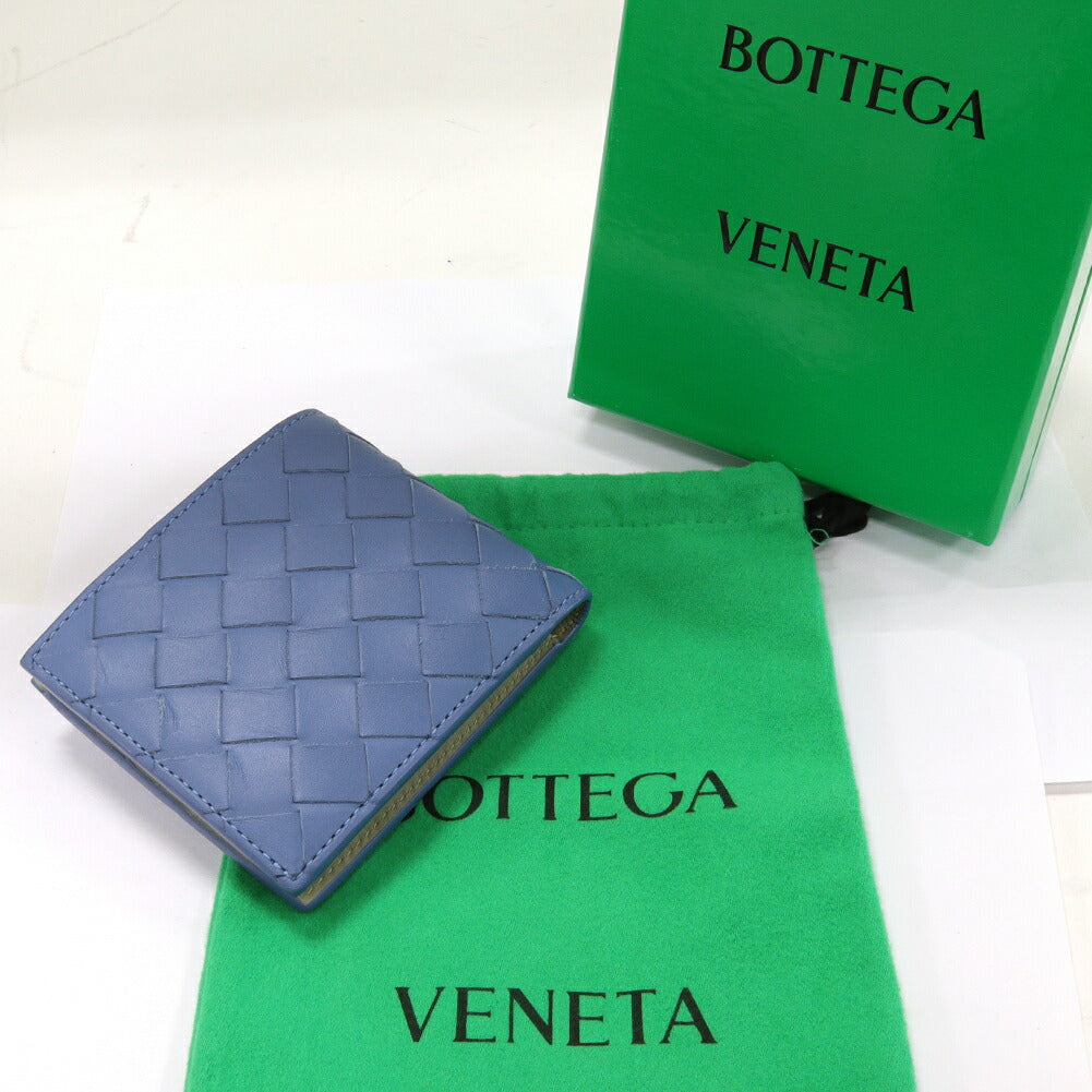 Bottega Veneta Bifold Wallet Intrecciato Blue