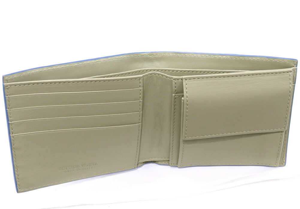 Bottega Veneta Bifold Wallet Intrecciato Blue