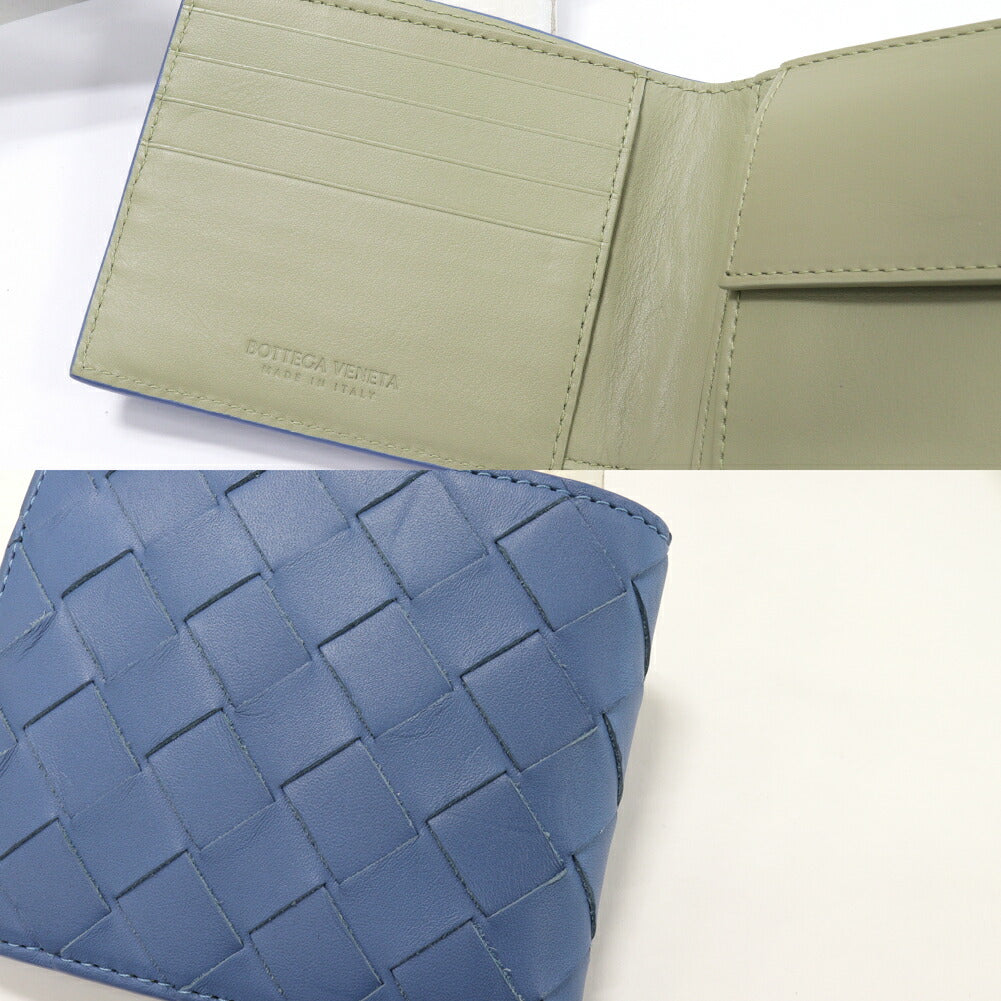 Bottega Veneta Bifold Wallet Intrecciato Blue