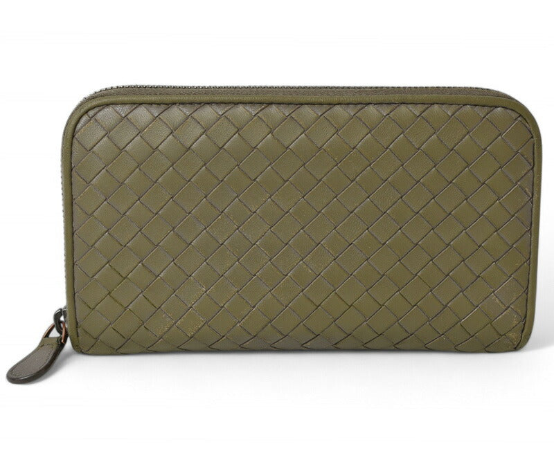 Bottega Veneta Leather Wallet Khaki Gray