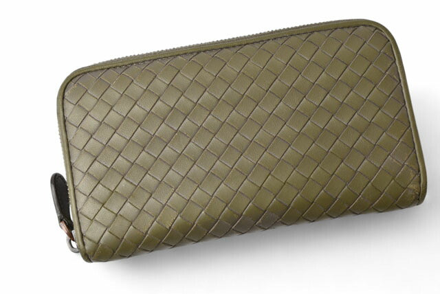 Bottega Veneta Leather Wallet Khaki Gray
