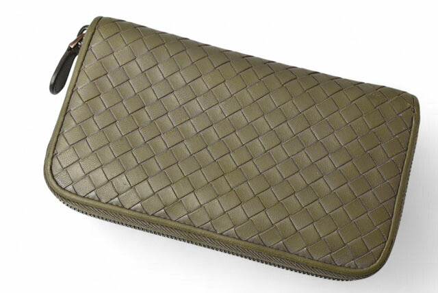 Bottega Veneta Leather Wallet Khaki Gray
