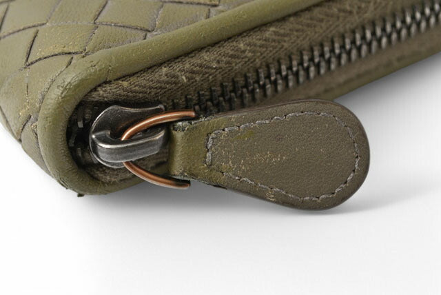 Bottega Veneta Leather Wallet Khaki Gray