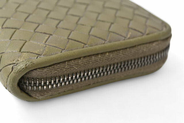 Bottega Veneta Leather Wallet Khaki Gray
