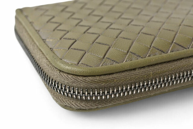 Bottega Veneta Leather Wallet Khaki Gray