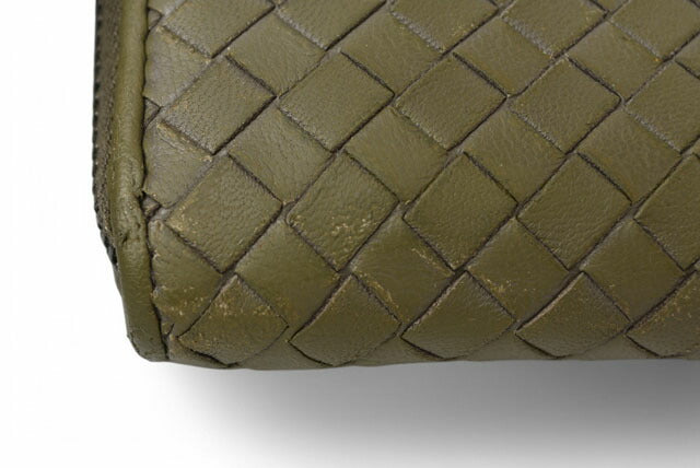Bottega Veneta Leather Wallet Khaki Gray
