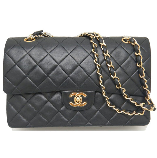 Chanel Lambskin W Flap Chain Shoulder Bag AO1112