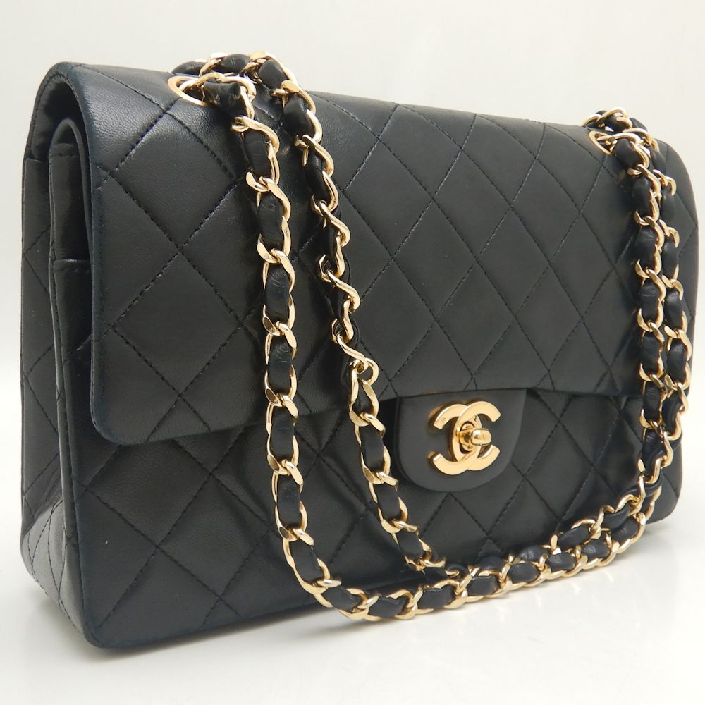 Chanel Lambskin W Flap Chain Shoulder Bag AO1112