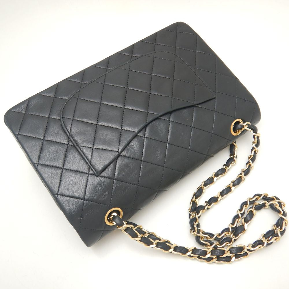 Chanel Lambskin W Flap Chain Shoulder Bag AO1112