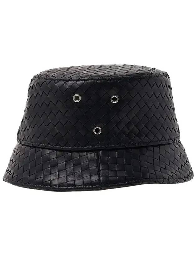 Bottega Veneta Intrecciato Leather Bucket Hat Black