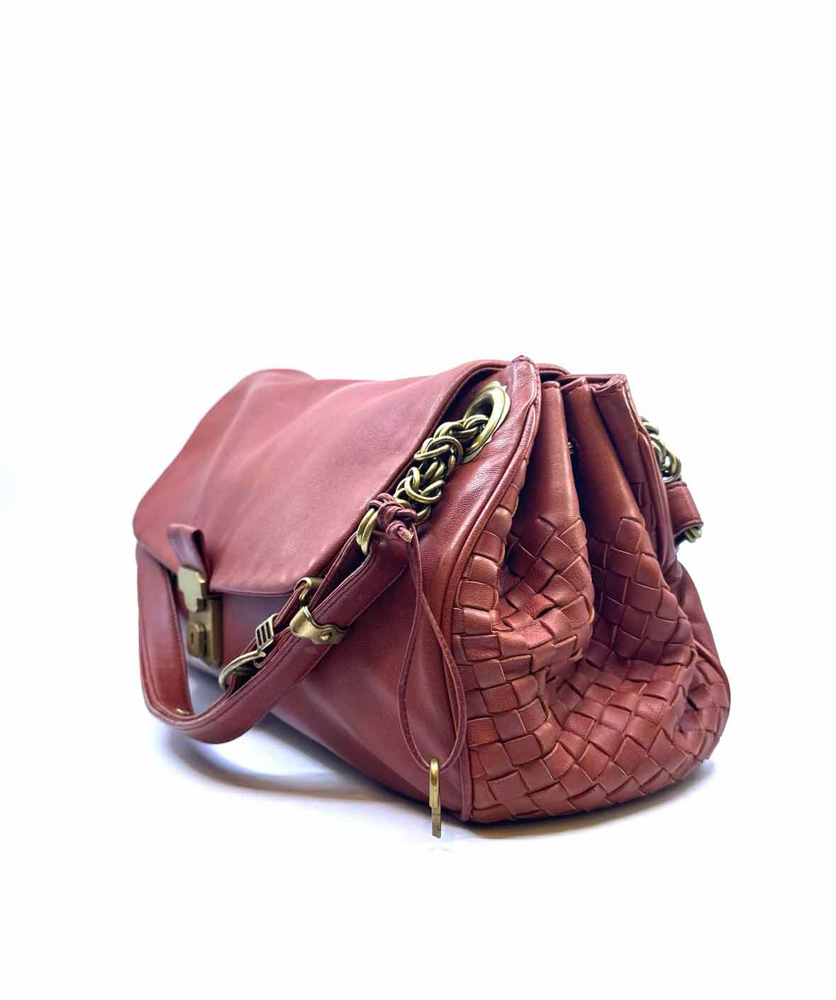 BOTTEGA VENETA Burnt Orange Leather Solid Handbag